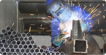 A welder welding a material togather